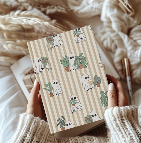 Spooky Cute Plant Ghost Journal, Botanical Ghost Notebook, Plant Parent Gift, Halloween Garden Art, Ghost Garden Journal for Her or Him