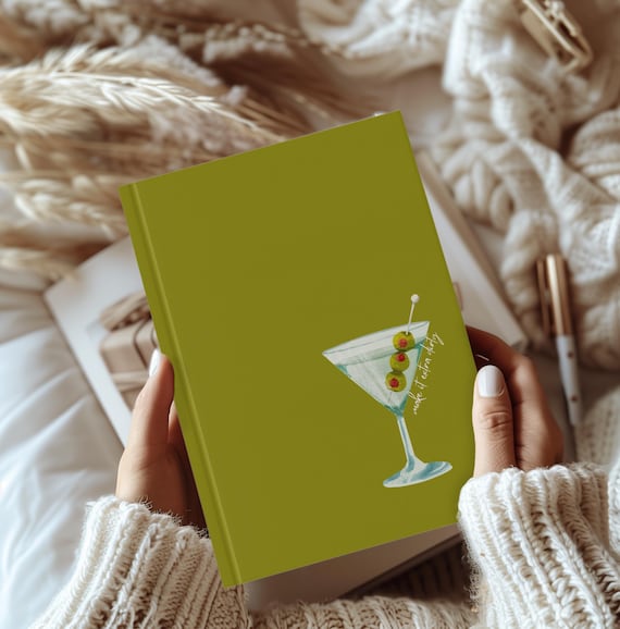 Olive Green Martini Journal, Cocktail Lover Gift