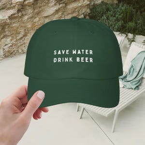 Save Water Drink Beer Hat Funny Cotton Dad Hat | Beer Lover Baseball Cap | Cute Brewery Drinking Hat | Bachelor Party Beer Gift