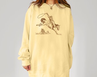 Cowboy Sketch Sweatshirt | Comfort Colors Western Pullover