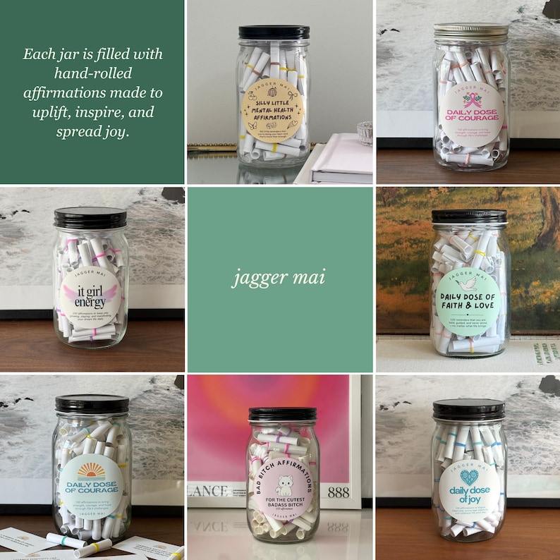 You Got This Affirmation Jar, Notes of Encouragement, Choice of Motivation & Healing Affirmations for Daily Positivity image 17