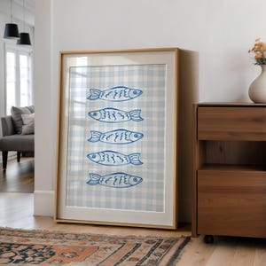 Sardines Poster | Coastal Kitchen Art | Retro Seafood Wall Print | Cute Dining Room Decor | Nautical Food Art | Digital Printable