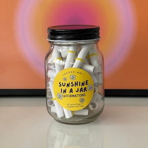 Senden Sonnenschein Affirmation Glas | Gute Besserung Geschenk | 50 Affirmative tägliche Karten für Positivität | Krieger Geschenk