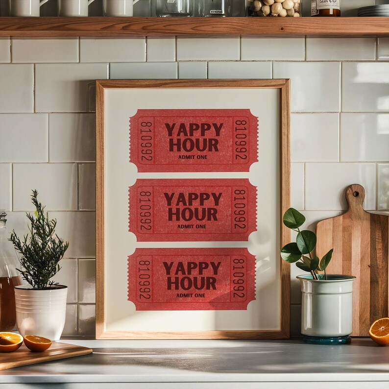 Yappy Hour Bar Cart Digital Print Happy Hour Wall Art Bar Cart