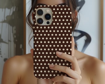 Brown Polka Dot Phone Case: Retro Modern iPhone Samsung Pixel Cover