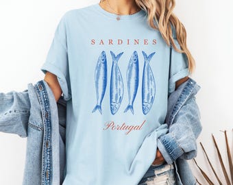 Portugal Sardines Graphic Tee, Comfort Colors, Retro Coastal Shirt