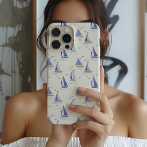 Sailboat iPhone Case, Nautical Phone Case, Coastal Phone Cover, Sailing Phone Case, Cape Cod Nantucket Aesthetic, Unisex Gift