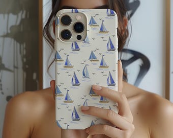 Sailboat Phone Case: Nautical Cape Cod Style, Impact Resistant, For iPhone, Google Pixel, Samsung Phones