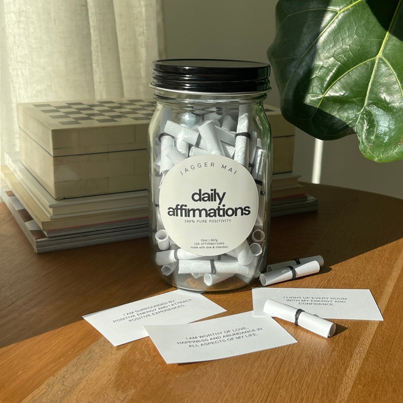 Daily Affirmations Jar | 100 Positive Affirmative Cards | Affirmational ...
