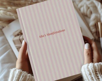 Custom Name Manifestation Journal | Personalized Manifesting Notebook with Stripes | Law of Attraction Journal Gift