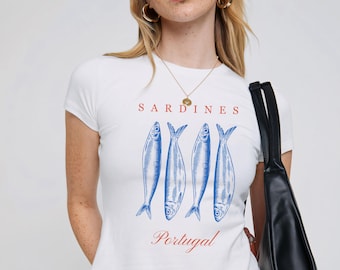 Portugal Sardines Baby Tee, Y2K Coastal Crop Top