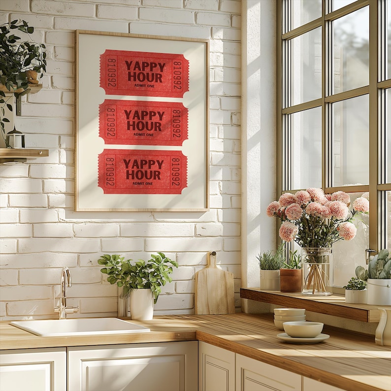 Yappy Hour Bar Cart Digital Print Happy Hour Wall Art Bar Cart