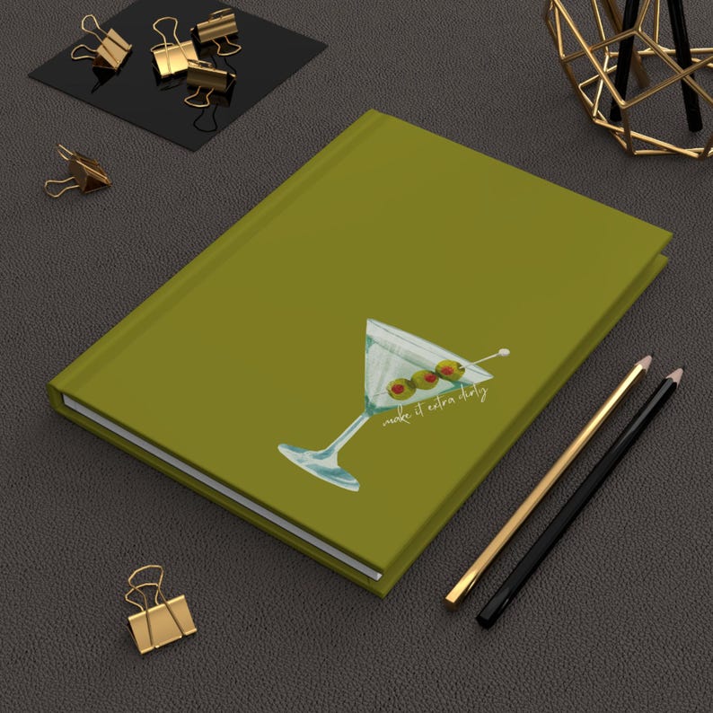Cuaderno de Martini verde oliva, regalo para amantes de los cócteles imagen 6