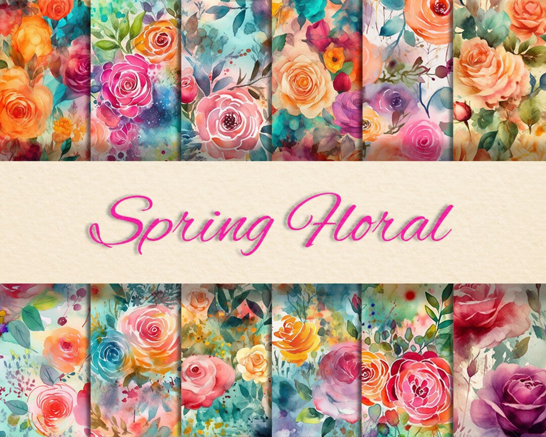 Spring Floral Digital Paper - SEAMLESS - Watercolor Flower Patterns ...