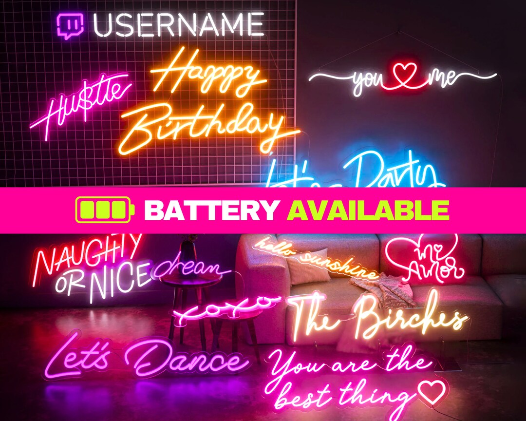 Custom Neon Sign Battery Operated, Battery Powered Neon Sign Custom