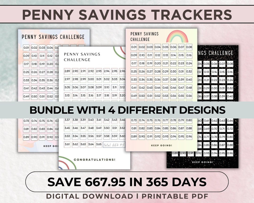Penny Savings Challenge Printable, 1p Savings Challenge Bundle With ...