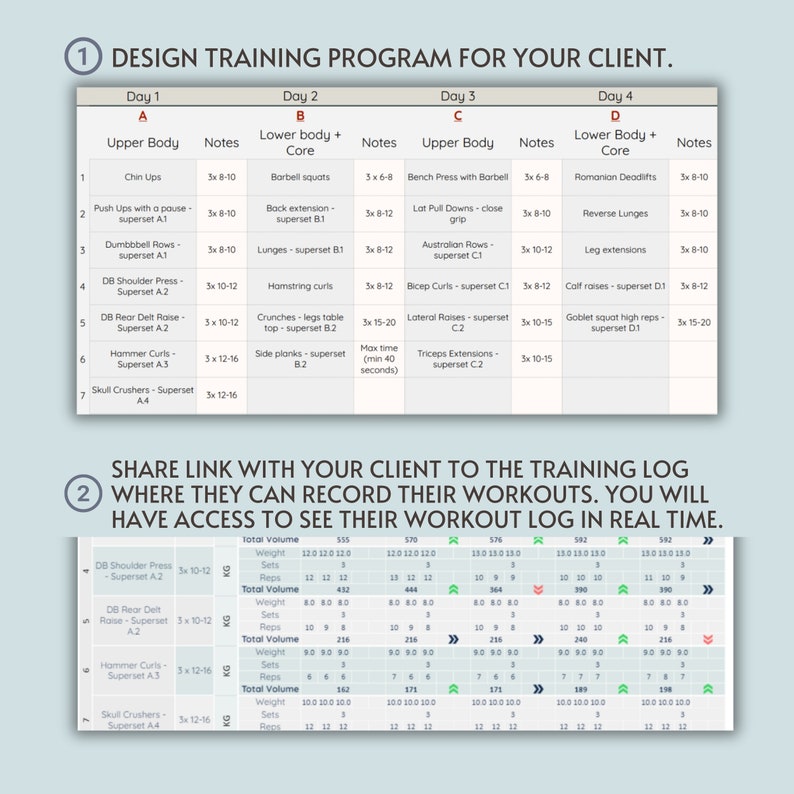 Fitness Coach Client Tracker: Training Program Spreadsheet (google ...