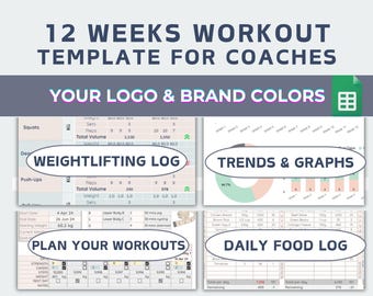 Customizable 12-Week Workout Template: Personal Trainer Google Sheet (Digital Download)