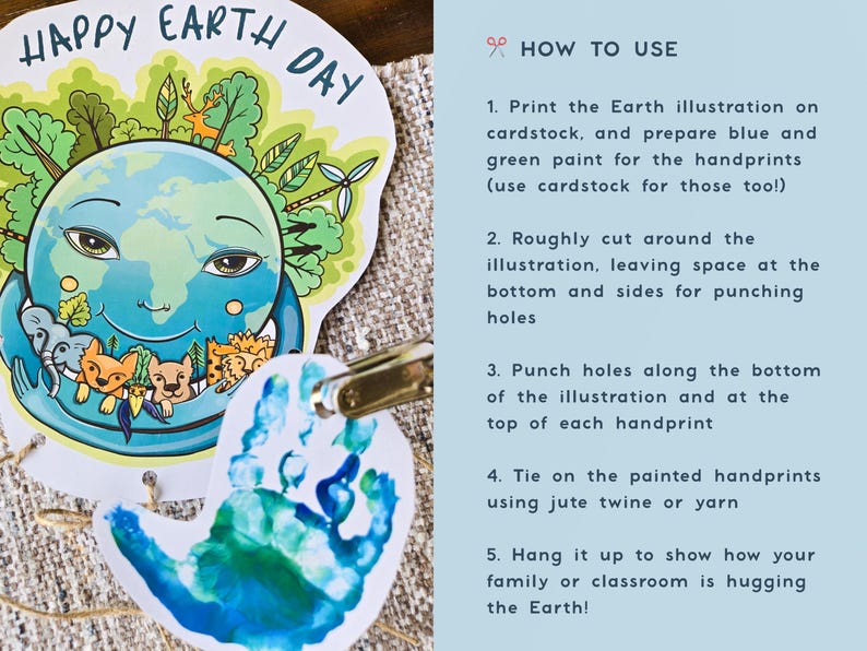 Earth Day Handprint Craft: Keepsake Printable Activity (PDF) - Etsy