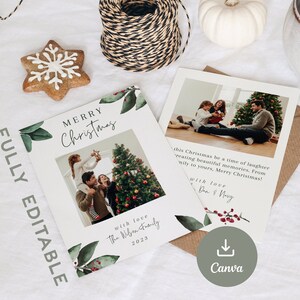 Editable DIY Holiday Card - Modern Photo Design, Printable Minimalist Christmas Greeting, Simple Seasonal Card - Instant Download