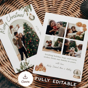 Modern Photo Holiday Card - DIY Printable, Editable Minimalist Christmas Greeting, Printable Simple Seasonal Card - Instant Download