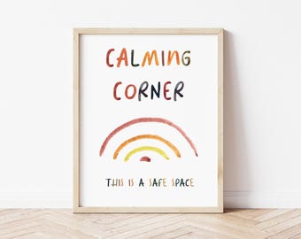 Calming Corner Poster: Kids Emotions Chart, Therapy Decor (PDF)