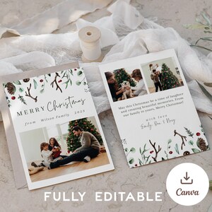 Editable DIY Christmas Card - Modern Photo Design, Custom Design, Printable Minimalist Holiday Greeting, Instant Downloadable Holiday Card