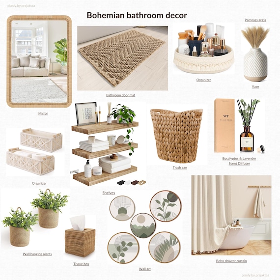 Boho Bathroom Decor Moodboard Shopping List Bohemian Moodboard