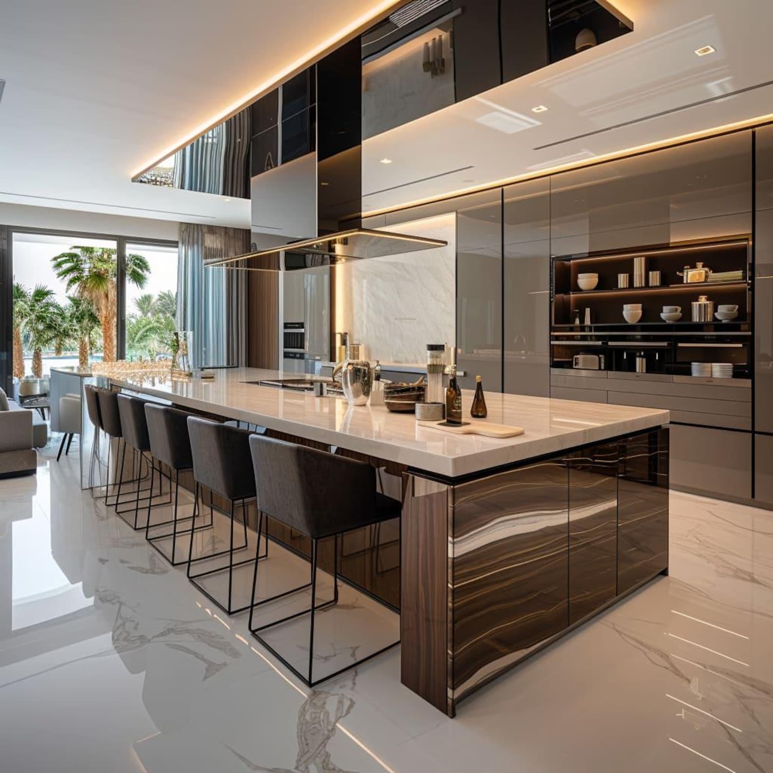 Luxury 3d Kitchen 3d Rendering Minimalist Kitchen Remodel Ideas Virtual ...