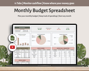 Ultimate Monthly Budget spreadsheet for Google Sheets Monthly budget tracker Personal finance tracker Monthly Budget planner Bills tracker