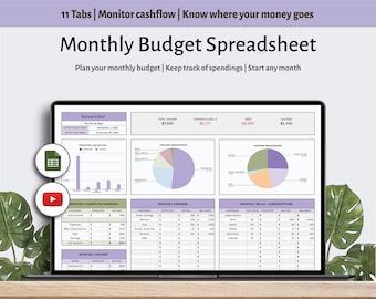 Ultimate Monthly Budget spreadsheet for Google Sheets Monthly budget tracker Personal finance tracker Monthly Budget planner Bills tracker