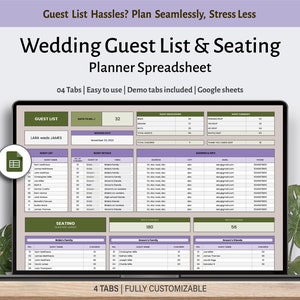 Wedding Guest List Template | Wedding Guest List Google Sheets | Wedding Spreadsheet Google Sheet | Digital Guest List for Wedding Event