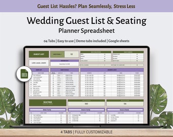 Plantilla de lista de invitados a la boda / Hojas de cálculo de Google para listas de invitados a la boda / Hoja de cálculo de Google para bodas / Lista de invitados digital para eventos de boda