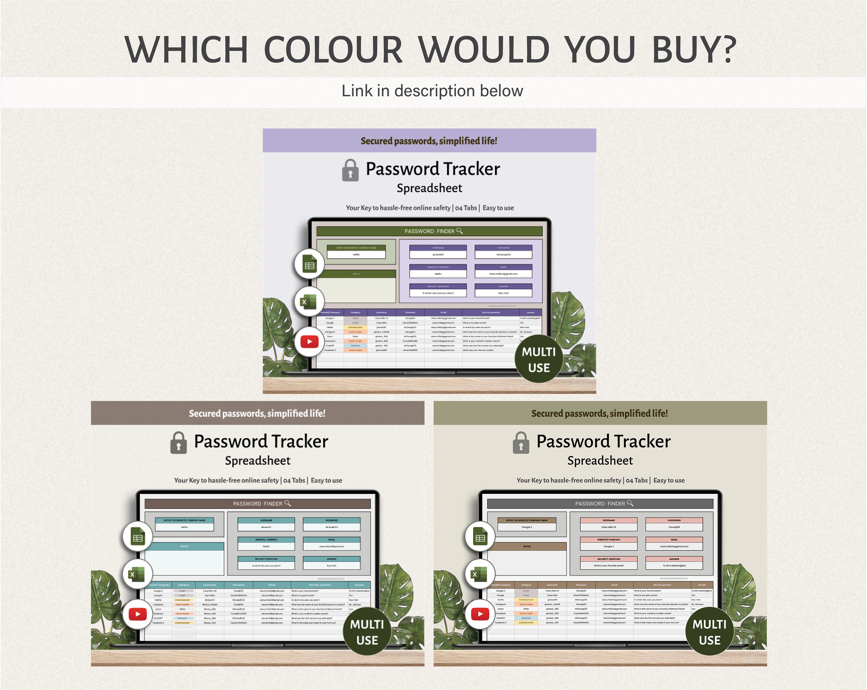 Google Sheets Password Tracker Google Sheets | Digital Password Log ...