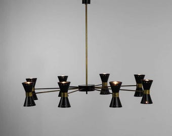 Chandelier Modern Italian Black With Diabolo Shade In Stilnovo Vintage 8 Arm Mid Century Vintage Retro Elegent Light Chandelier Home Light