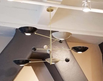 Mid Century Modern Brass 5 Shade Branch Sputnik Italian Ceiling Vintage Chandelier Light Fixture .Home decor Chandelier Home in Living Light