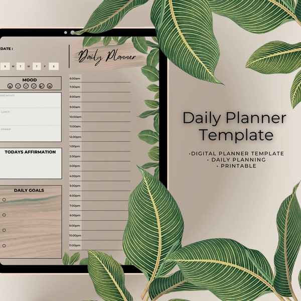 2024 Digital Organized Planner Template | Daily Planner Template | Minimalist Digital Planner | Printable Template | Self Care Collection