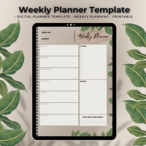 Minimalistic Weekly Planner | Digital Template | Undated Digital Planner | Goodnotes, Notability | Self Care Collection
