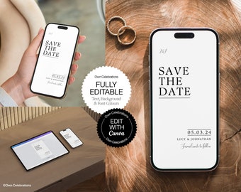 Modern Electronic Save The Date Template: Minimalist Wedding (Digital Download)