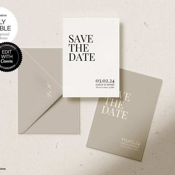 Minimalist Save The Date Digital Download, Modern Save The Date Invitation, Editable Template, Instant Download