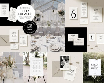 Minimalist Wedding Template Bundle: Editable Canva Design