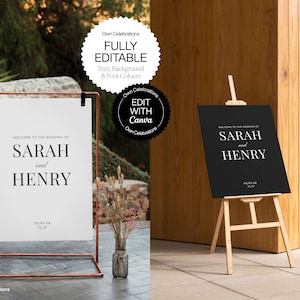 Minimalist Wedding Welcome Sign, Modern Wedding Signage, Printable Wedding Welcome Sign, Editable Template, Instant Download