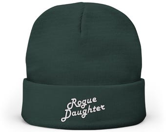 Rogue Daughter Embroidered Knit Beanie | Cuffed Winter Hat