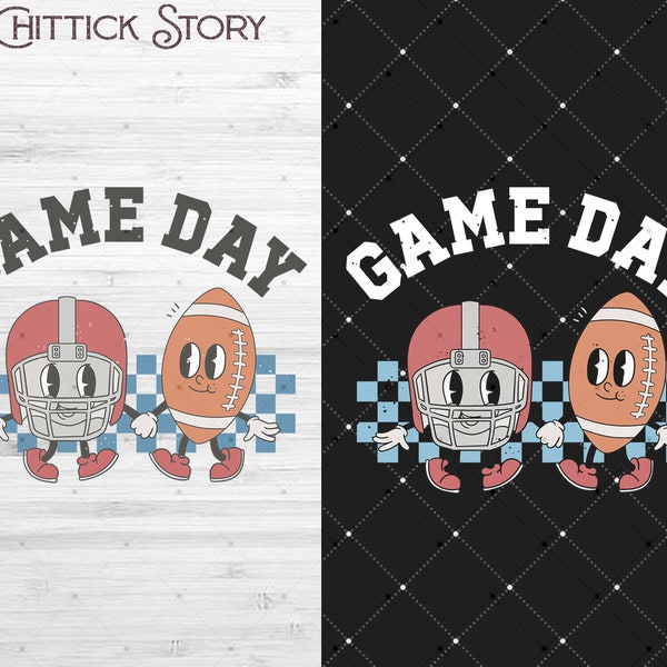 Distressed Retro Game Day png, Checkered Game Day Png, Football Game Day Png, Football Lover Png, Football Mom Png, Retro Football Png,