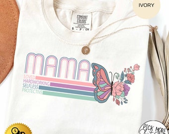 Comfort Colors® Retro Mama Butterfly Shirt, This Mama Prays Shirt, Butterfly Mama Shirt, Christian Mom Shirt, Mother's Day Gift For Mama