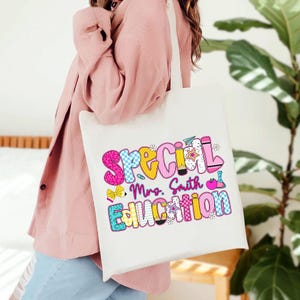 Aangepaste naam draagtas speciaal onderwijs, draagtas leraar speciaal onderwijs, draagtas Sped Teacher, draagtas Sped Ed Teacher, draagtas terug naar school, Back To School-draagtas