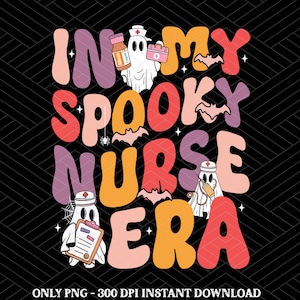 Nurse Halloween Coquette Png, Cute Spooky Nurse Shirt Design, Funny Ghost Nurse Png, Preppy Halloween Nurse Png, ER Nurse Sublimation