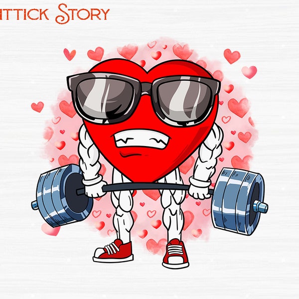 Valentine Fitness Png, Weight lifting Png, Weightlifter Heart Png, Valentine Weightlifter, Valentine's Day, Crossfit Training Sublimation