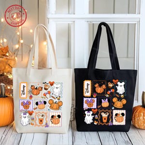 Mickey & Minnie Skeleton Nightmare On Main Street Tote Bag, Halloween Canvas Tote Bag, Mickey&#39;s Not So Scary Halloween Party Trick or Treat