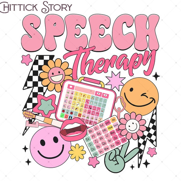 Speech Therapy Png, Retro Back To School Png, Speech Language Pathologist png, SLP png, Audiologist png, AAC png, Autism Awareness Png